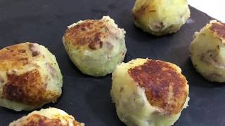 Bolitas de patata rellenas de carne y queso