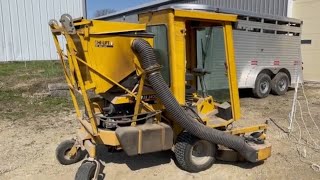 Hustler 3400 Hi-Lift Bac-Vac feeding Belted Galloway cattle | Belted Galloway Homestead