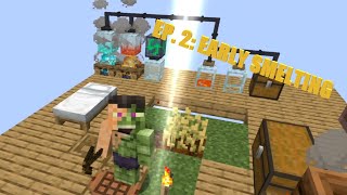 Minecraft Sky Bees 2 | Episode 2 | EARLY SMELTING [Modded Questing Skyblock]