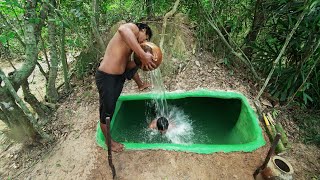 Build Top 3 In 1 Underground House And Temple Swimming Pool