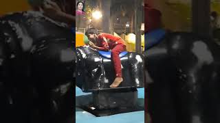 my son bull ride in kids world park 🤣 #shorts #bullride #youtubeshorts