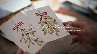 How to paint Mistletoe _ DIY Watercolor Christmas card/ Simple Tutorial Holiday card painting 2021