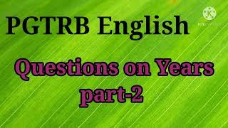 PGTRB English Questions on Years Part -2