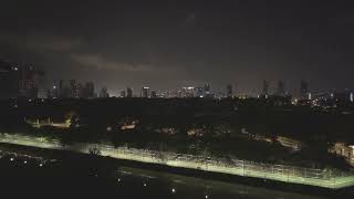 Background noise. Moody Benjakitti park at night. ASMR