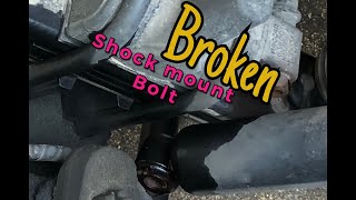 June 30, 2019 found a broken shock mount bolt on driver side steer in pre trip inspection