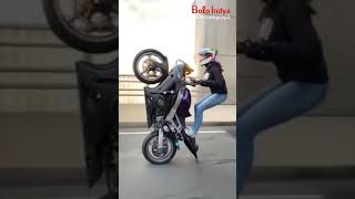 girl riding Kawasaki ninja H2.. beast motorcycle H2 #shortvideo