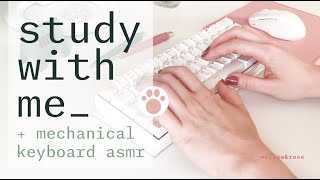 study with me + mechanical keyboard asmr (with soft page turning) | 90 min, no midroll ads