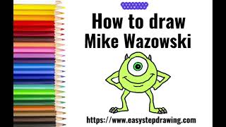 Draw easy step mike wazowski  #mikewazowski #easystepdrawing #kidsactivity #drawingstepseasy