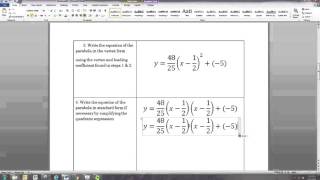 Finding the Equation of a Parabola