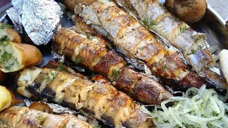 Рыба в фольге на углях с картошкой (Fish in foil on coals and potatoes)