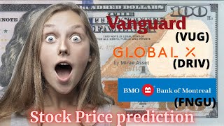 Vanguard VUG ETF - Global X DRIV ETF - Bank of Montreal FNGU ETF - Stock Price Prediction 2025