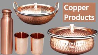 Copper Products Glass Bottle Serving handi kadai