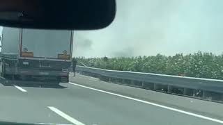 Incendio sulla A14, auto in fiamme nel tratto tra Poggio Imperiale e San Severo