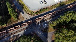 Skydio2 - Two Freight Trains Passing on Two Tracks