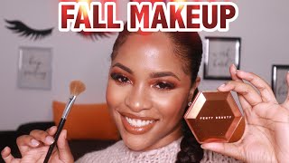 FALL MAKEUP LOOK || MINI REVIEW ON FENTY BEAUTY "COGNAC CANDY" DIAMOND BOMB