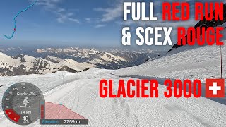 [4K] Skiing Glacier 3000, Full Red Run and Scex Rouge by Red Snow, Vaud Switzerland, GoPro HERO10