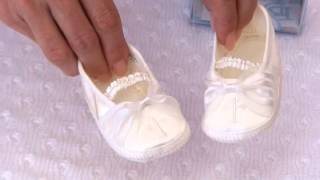 Girls Christening Shoes Infant Ivory Satin Organza Baby Booties