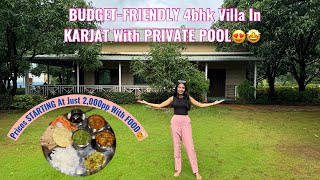 Huge 4BHK Villa in KARJAT with Swimming Pool at just 2,000/-pp🤯| All Meals INCLUDED | Life & Leisure