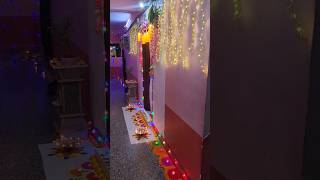 Diwali Decoration Ideas #diwalidecorationideas #door #lighting #sajavat #home #rangoli #diya #toran