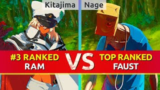 GGST ▰ Pomeranian Kitajima (#3 Ranked Ramlethal) vs Nage (TOP Ranked Faust). High Level Gameplay