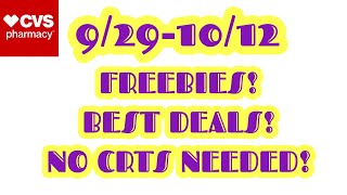 FREEBIES! SEE PINNED COMMENT! CVS BEST DEALS 9/29-10/12! EASY COUPON DEALS! NO CRTS NEEDED!