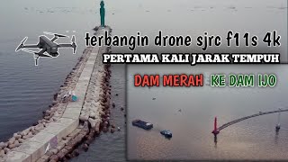 Pertama kali terbang jauh drone sjrc f11s di laut||melihat spot mancing dam ijo pakai drone,