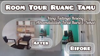 ROOM TOUR RUANG TAMU MINIMALISI || Alhamdulillah Yang Tadinya Kosong Terisi Kursi & Sekat Ruangan