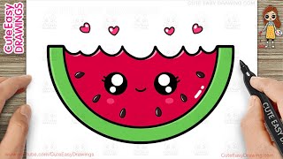 How to Draw and Color a Cute Watermelon Slice Easy for Kids and Toddlers