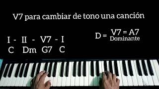 V7, usar el quinto grado para subir de tono o cambiar de tono una canción