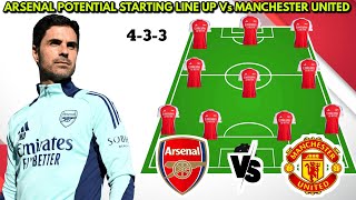 🚨 Arsenal Potential Starting line up vs Man United, 🔥 EPL 2024/2025 Match week 14✅