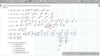 Matematica in preparazione alla prima Scientifico - proprietà potenze - 01