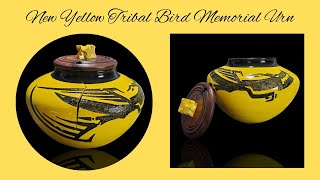 New Yellow Tribal Bird Memorial Urn