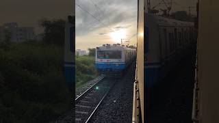 Hyderabad MMTS local train crossing express train 😍