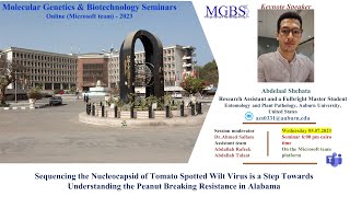 MGBS 2023- Sequencing the Capsid Protein of the TSW Virus Infecting Peanut in Alabama- Mr.Abdelaal's