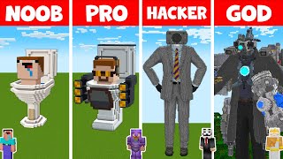 Minecraft SKIBIDI TOILET STATUE HOUSE : NOOB vs PRO vs HACKER vs GOD BUILDING / Animation