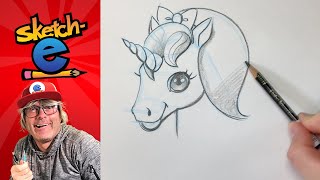 How to draw a cute unicorn. Too cute! Draw with Sketch-E