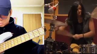 kriswontwo “weon” / Amber Baker on drums.....#slapbassline #bassguitar #lesson