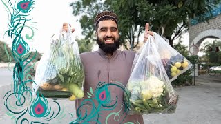 Young expat couple shop at the local street vendors