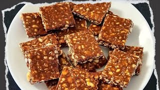 Crushed Peanut Chikki | Crushed Peanut Brittle | Peanut Chikki with Jaggery | Peanut Brittle