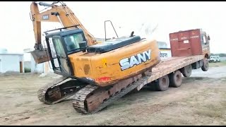 excavator loading unloading | excavator unloading accident #excavatorloading #excavatoraccident