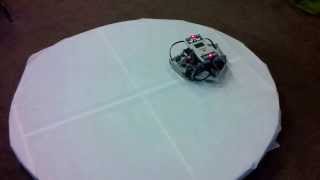 Omnibot maintains distance from centre of table, while rotating around it's axis!