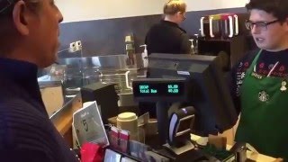 Robert Contreras saves 20% at Starbucks paying with Bitcoin! BitClub Network AirBitz Fold app