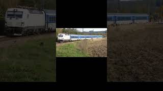 Locomotive 6193 022 "Vectron" with West express near the station Vranov u Stříbra