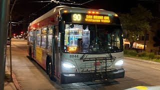 San Francisco MUNI 2016 New Flyer Xcelsior XDE40 8844 on route 90 San Bruno Owl