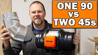 One 90 vs two 45s in an air duct. Which is better?