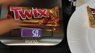 Twix bars, flying the flag for underweight and shrinkflation.