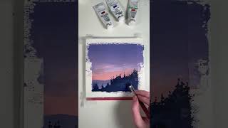 Mountains and sky in gouache #shorts #artshorts #paintingshorts #gouache #arttimelapse