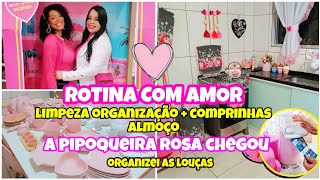 ROTINA DE DONA DE CASA 🏡 LIMPEZA 🧹ORGANIZAÇÃO ALMOÇO MINHA PIPOQUEIRA ROSA CHEGOU / COMPRINHAS FOFA💕