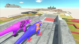 Escape from T-Rex Superman Duo - Animal Revolt Battle Simulator