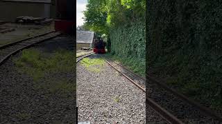 Peter passing carriages at Amberley on the Amberley working museum industrial railway